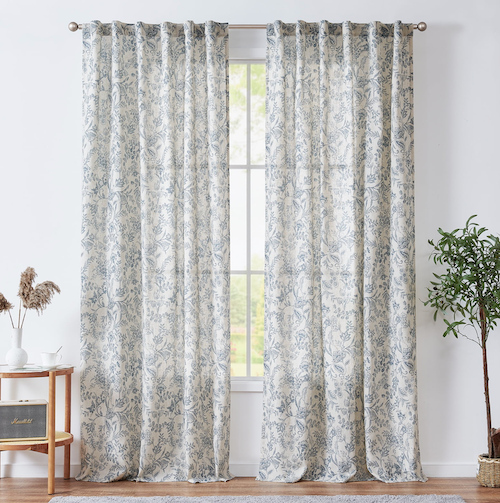 Floral Linen Curtain Set